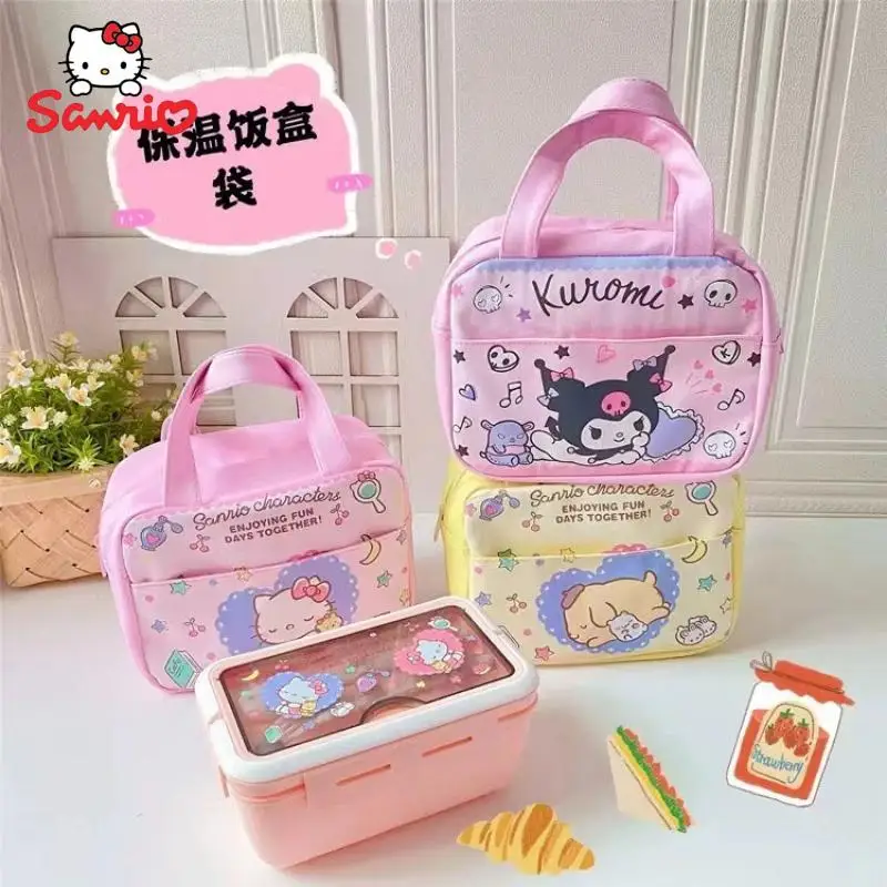 

Мультяшный Sanrios Hello Kittys Kuromi Kawaii Bento сумка для работы студентов алюминиевая фольга теплоизоляция холодный пакет Ланч-бокс сумка подарок