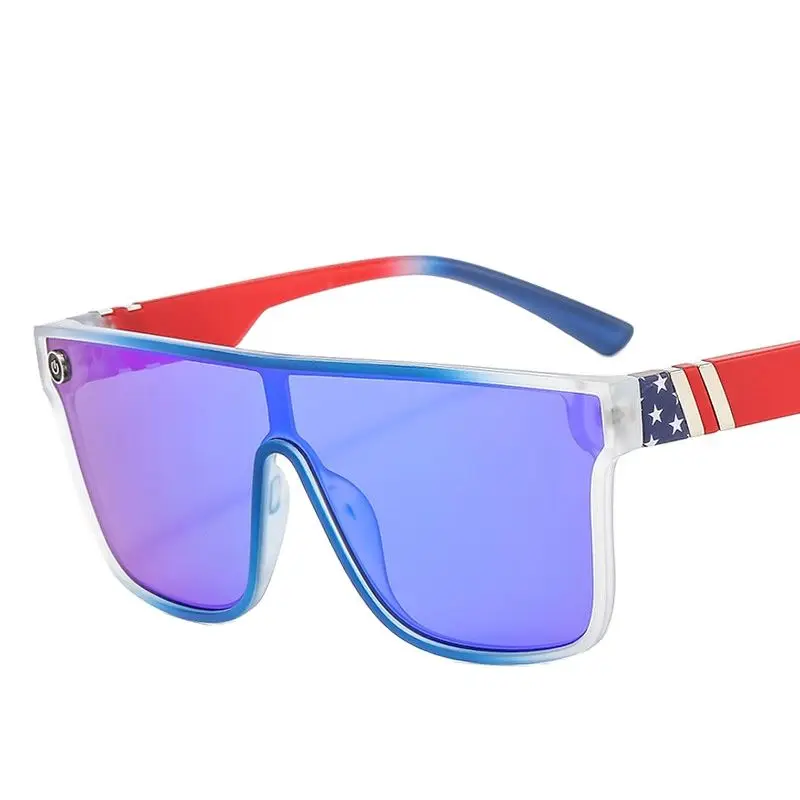 

European And American Dazzling Sports Sunglasses New Fashion Flag Net Red Sunglasses Men's Personality Square Glasses Trend