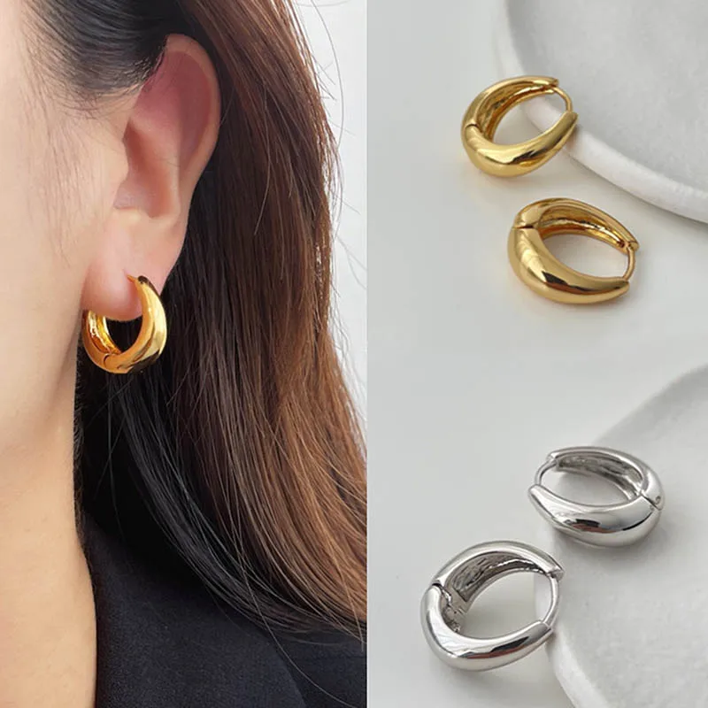 

Fashion Gold Silver Color Earrings For Women Metal Oval Circle Geometric Round Women Earrings Party Girl Wedding Jewelry