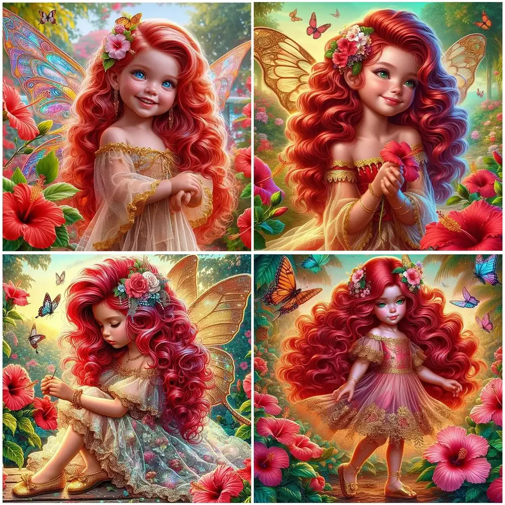 Алмазная картина с красной бабочкой девочкой новинка 2024 мозаика для вышивки