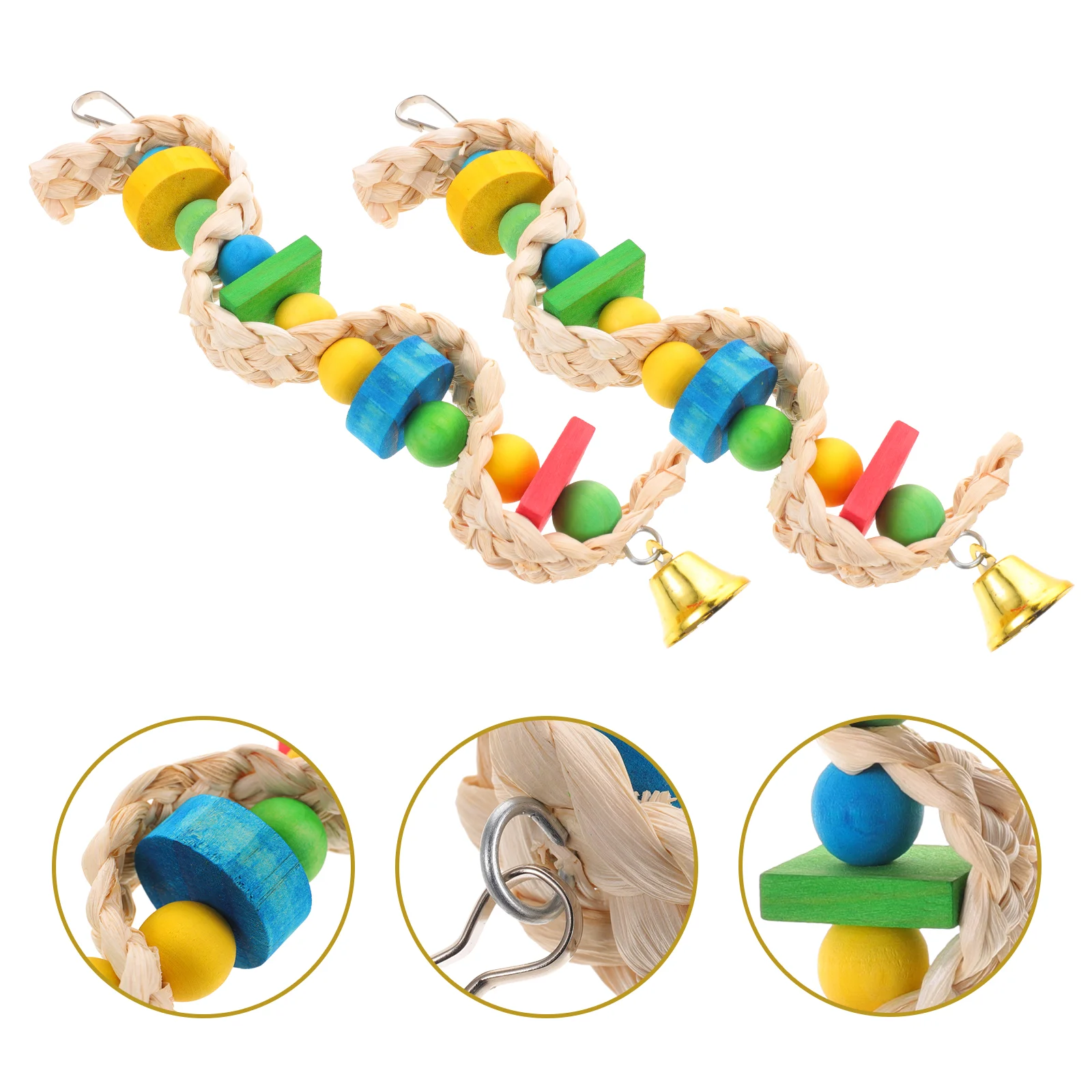 

Toy Bird Parrot Hanging Biting Cage Wood Chew Wooden Teething Safety Parrots Pet Plaything Funny Colored