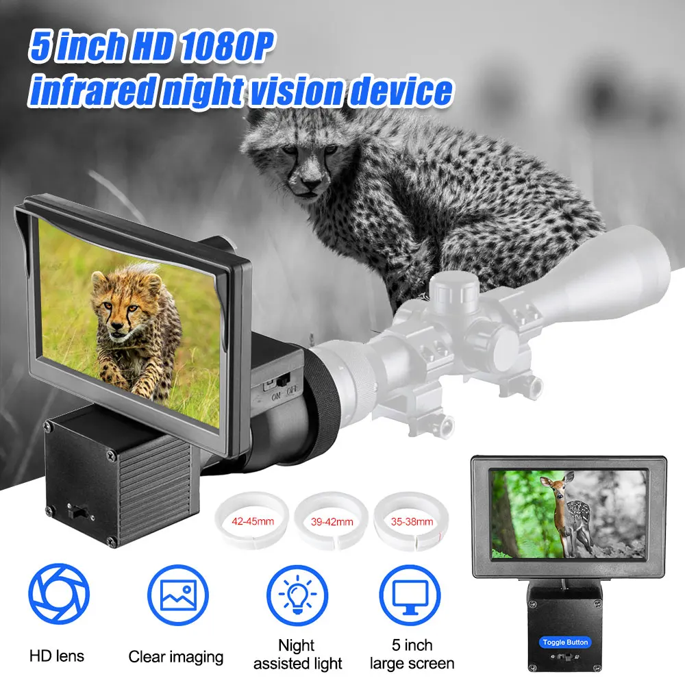 

5 inch HD 1080P Infrared Night Vision Rifle Scopes Optics Sights Tactical LED IR Scope Riflescope Long Range Outdoor Hunting