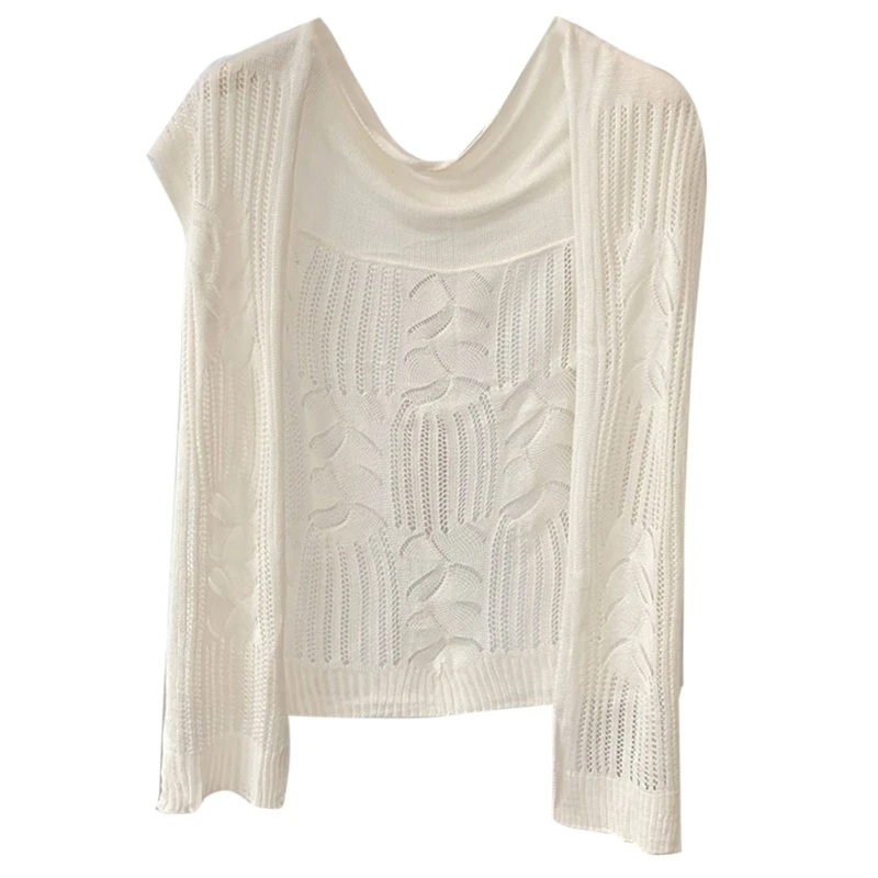 

CPDD Trendy Summer Beach Knitted Cloak for Women Soft Solid Color Wrap Casual Cool Cape Shawls Foulard Female Supplies