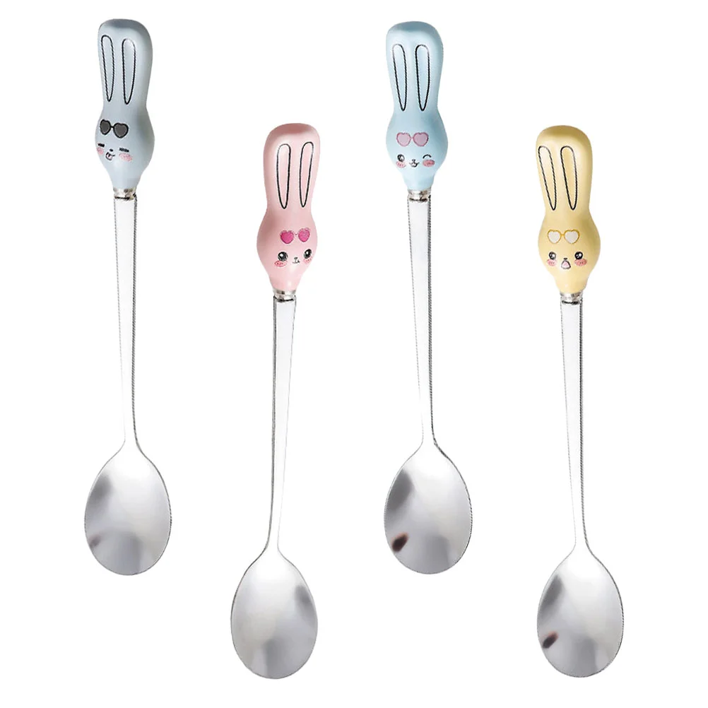 

Spoon Spoons Coffee Dessert Espresso Dining Tea Ice Ceramic Bunny Stirring Cartoon Soup Eastercream Handle Dinnermixing Honey
