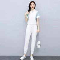 womens fashion sportswear set autumn sports jogging short sleeve t shirt and trousers leisure two piece set