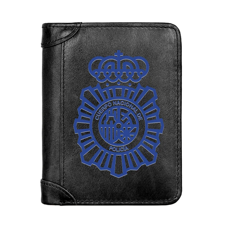 

Luxury United Kingdom Police Badge Printing Genuine Leather Men Wallet Classic Pocket Slim Card Holder Male Short Coin Purses