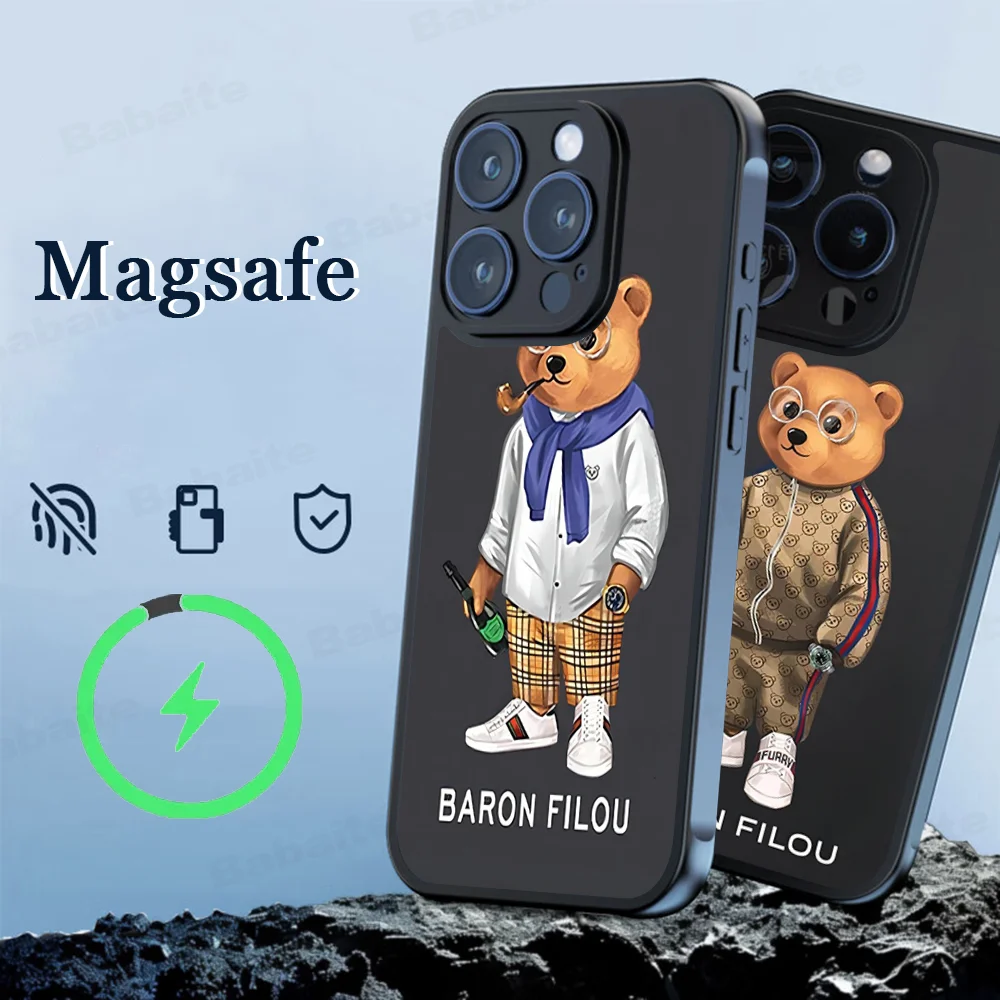 Модный чехол для телефона B-Baron F-Filou Bear Magesafe с магнитной беспроводной зарядкой iPhone