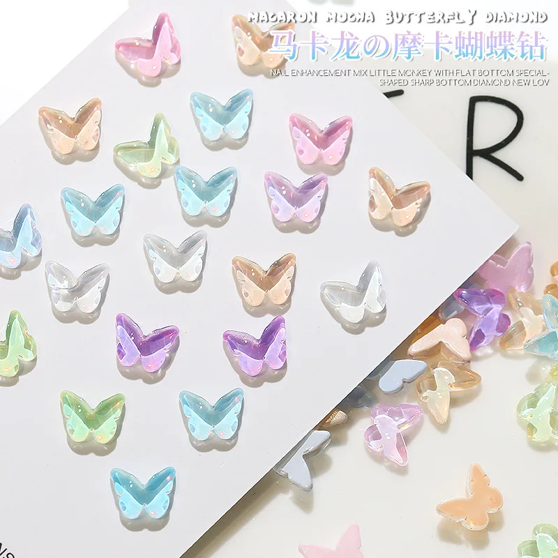 Блестящие ледяные полупрозрачные макароны 20 шт. 3D бабочки конфеты мокко