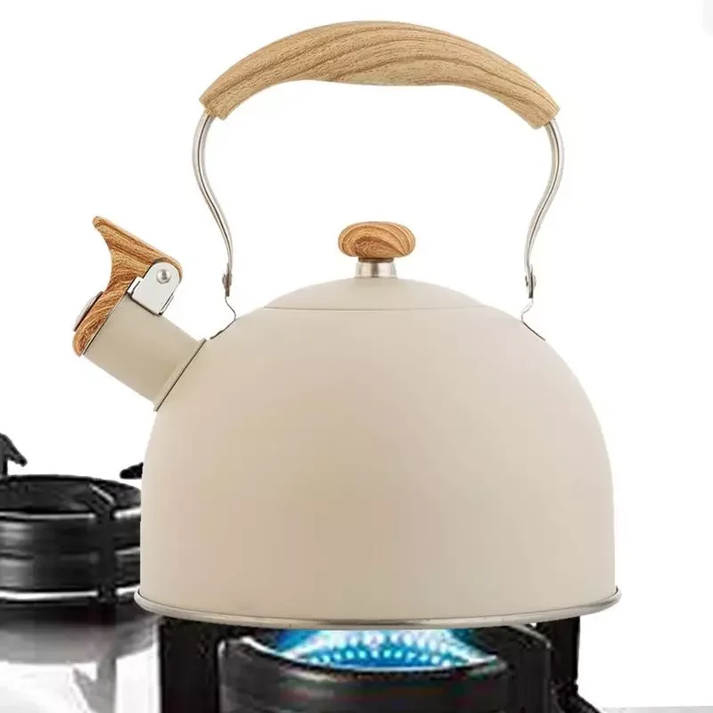 

Whistle Kettle Stainless Steel Teapot With Wood Handle 2.64 Quart Kettles Kitchen Tool For Induction Ceramic Hobs