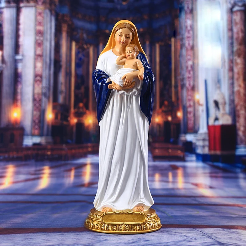 

Blessed Virgin Mary Holding Holy Child Statue Decoration Catholic Religious Nativity Interior Decoration Resin Craft Jesus Born