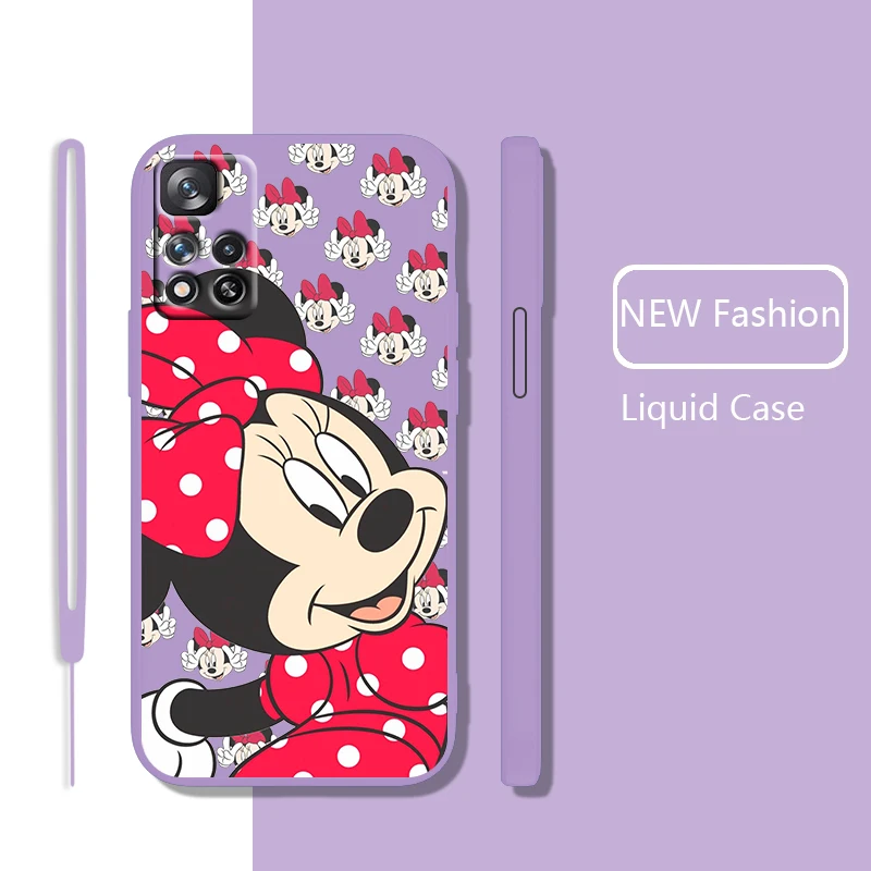 

Disney Mickey Mouse Anime Case For Xiaomi Redmi Note 11 11T 10 10S 9 9S 9T 8 8T 7 5 Pro 4G 5G Liquid Rope Phone Cover Capa Core
