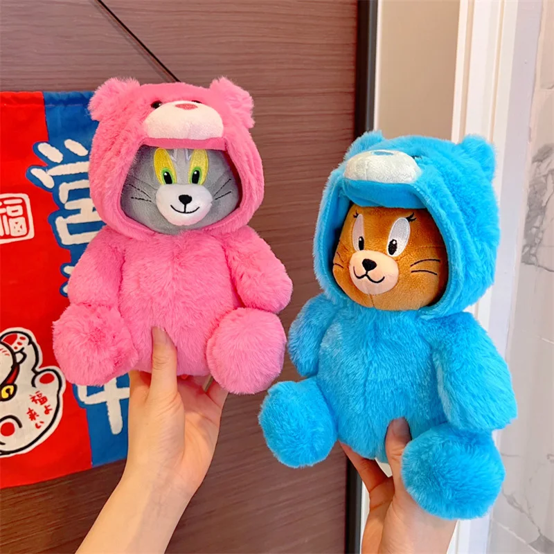 

Tom & Jerry Cosplay Bear Plush Toy Tom Cat Jerry Mouse Plushies Kawaii Soft Stuffed Dolls Animal Cartoon Cats for Kids Gifts