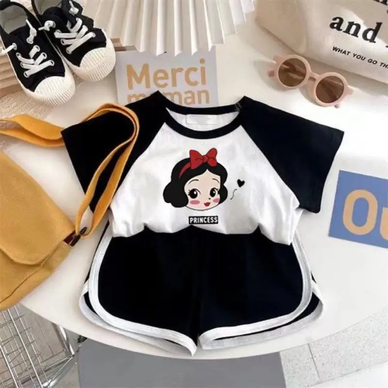 

Snow White Baby Summer Short Sleeve Set for Boys Children's Clothing Half Sleeve Shorts for Children Cartoon Two Piece Set