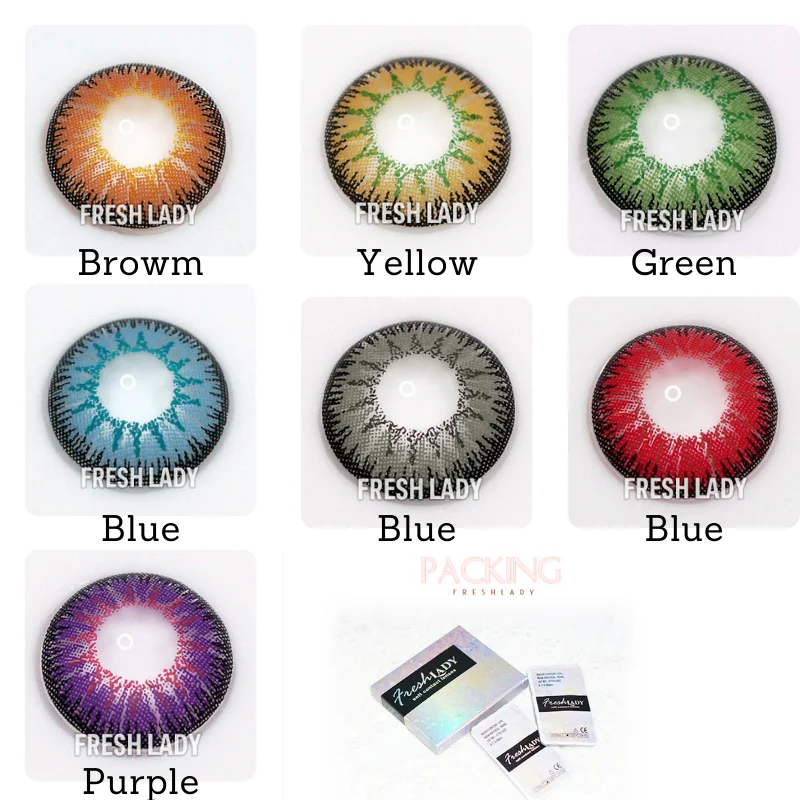 freshlady official natural contact color lens 1pair smooth soft colored lenses beauty makeup yearly big eye beautiful pupils free global shipping