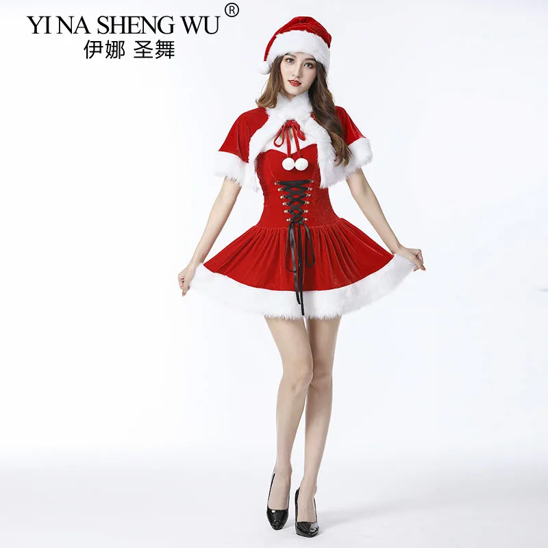 Сексуальное рождественское платье костюм Санта-Клауса рождественская вечеринка