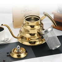 gold silver stainless steel teapot with filter screen tea making kettle household flower tea pot large capacity coffee pot