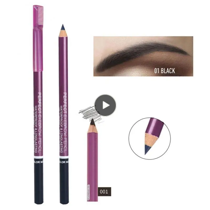 

Eyebrown Pen Longlasting Soft Black Eyebrow Double Head Cosmetic Easy To Use With Eye Brown Brush