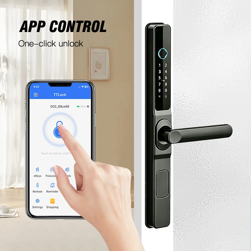 Фото Умный замок TTLock App поддерживает отпечаток пальца, пароль, ID-карту, USB-порт для зарядки, временный пароль. №5
