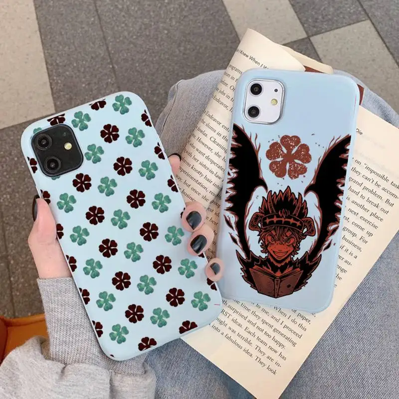 

Black Clover Anime Asta Phone Case for iPhone 11 12 13 Mini Pro Xs Max 8 7 6 6S Plus X XR Solid Candy Color Case