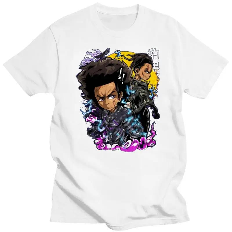 

2022 Black Panther Riley Huey Freeman Boondocks T Shirt Novelty Cartoon Man T-Shirt