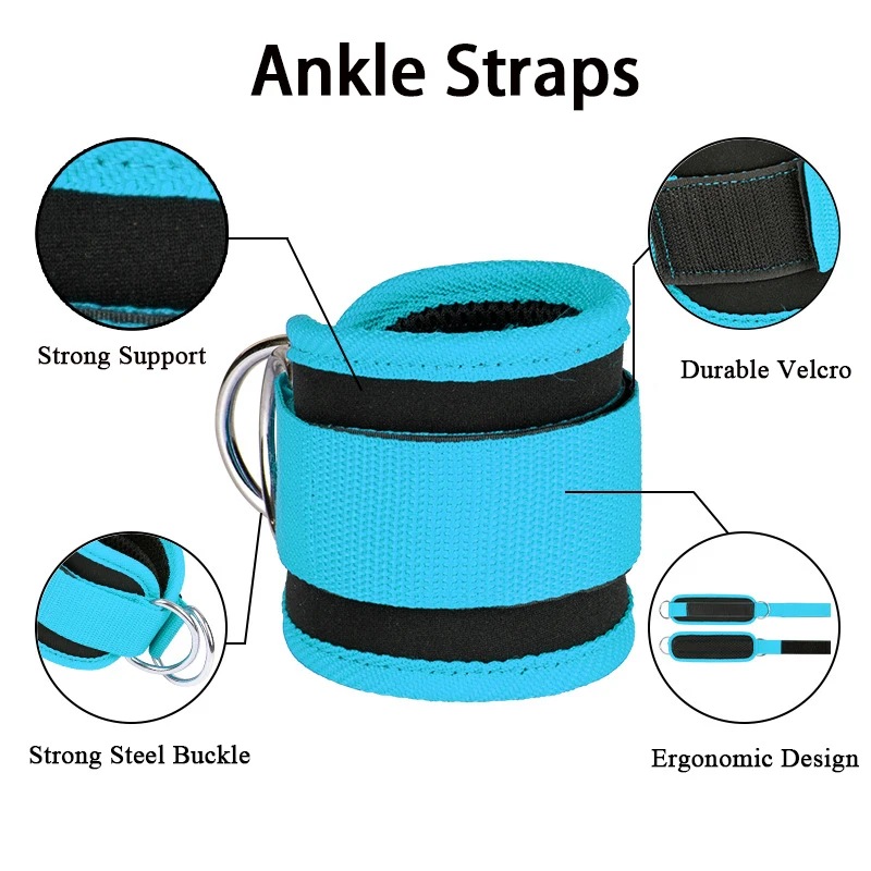 

Hot Sale neoprene Padded Ankle Cuffs D-ring Adjustable Ankle Straps Wrist Band for cable machines Workout Fitness Accessories