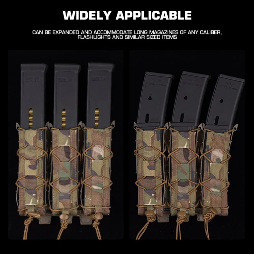 Фото Длинный тройной подсумок для магазинов типа Tiger для пистолетов UMP45, UMP9, UMP40, MP5, MP9, MP10, MPX, тактический подсумок для магазинов Airsoft, для тактического жилета Molle №5
