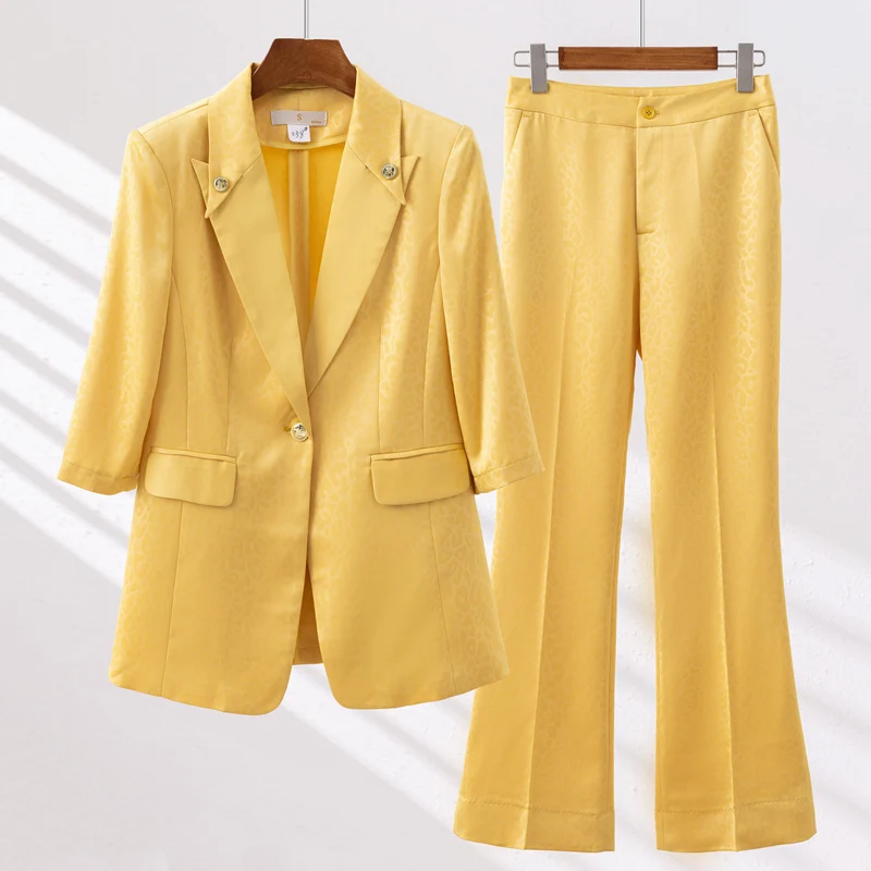 Superior Quality  Spring Formal Ladies Fashion Blazer Women Business Suits with Sets Work Wear Office Casual  Pants Jacket  Suit