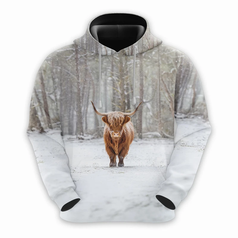 Забавные толстовки с рисунком коровы для мужчин модные осенние милые детские