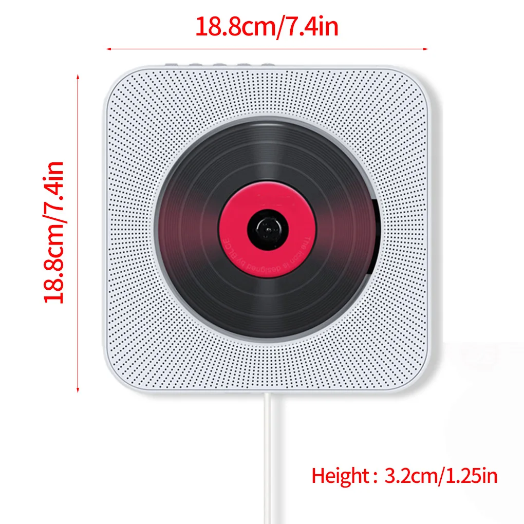 

Bluetooth 4 2 Wall Mounted CD Player with Remote Control ABS Plastic Wireless Audio Boombox