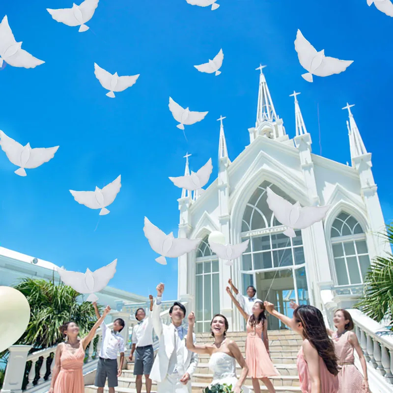

White Dove Balloons Sky Memorial Decoration Aluminum Foil Ballon Happy Birthday Wedding Party Home Decor White Number Balloons