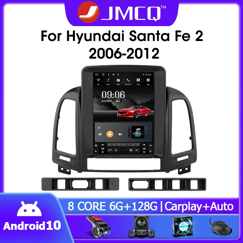 Автомобильный радиоприемник JMCQ Android 10 для Hyundai Santa Fe 2 2006-2012 мультимедийное видео