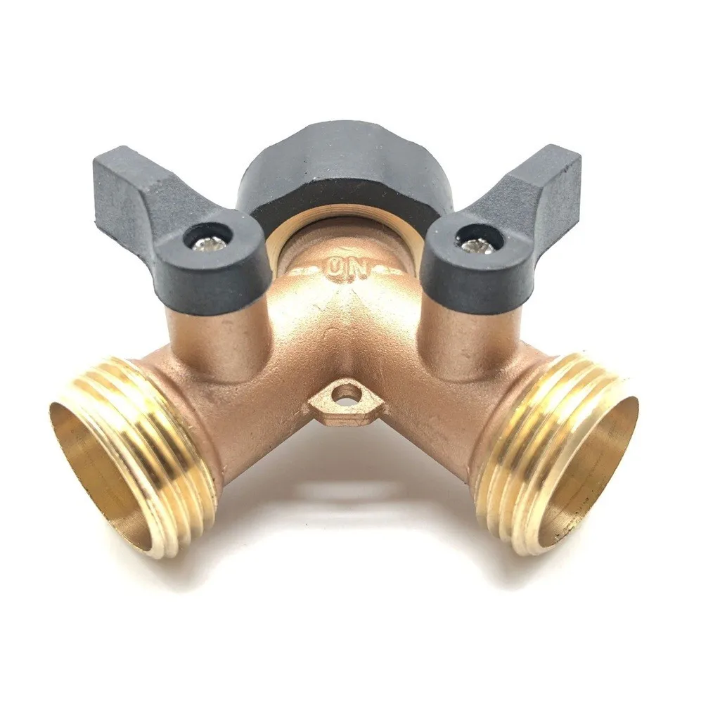 1PC Heavy-Duty 2 Way Solid Brass Connector Garden Hose Splitter Y-Type Watering Connector Distributor For Outdoor Tap And Faucet