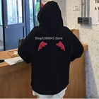 Женский готический костюм для косплея, толстовка с изображением маленьких дьявольских рогов и крыльев летающих демонов, Свитшот в стиле Харадзюку, Топы, Пуловеры в уличном стиле