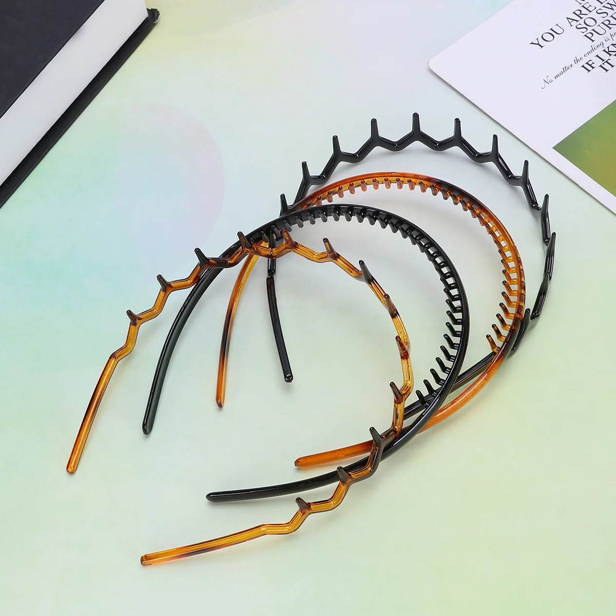 

4 Hair Comb Headband, Comfort Wavy Toothed Hairband, Hard Headbands for Men