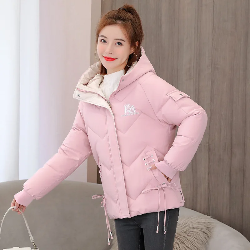 Women's Cotton Padded Parka Outerwear 2021 New Parkas Winter Jackets Hooded Thick Warm Coats Fashion Female Letters Print Jacket