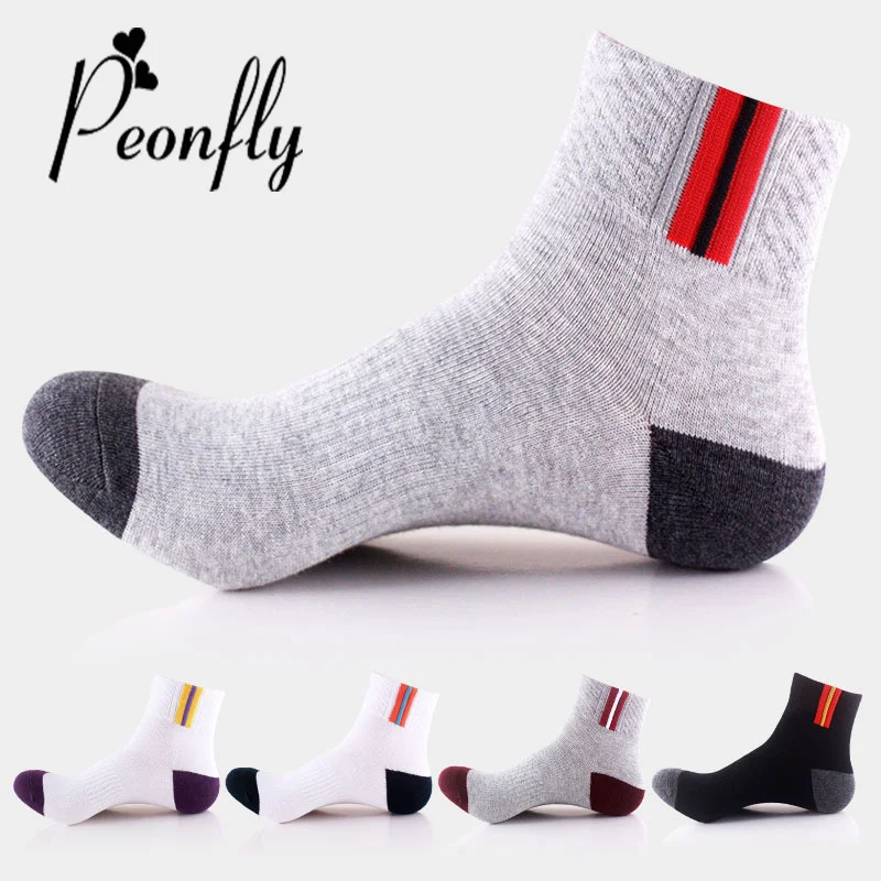 

Peonfly Cotton High Quality Stripe Stitching Short Ankle Men Classic Mesh Sweat-absorbent Anti-friction Socks