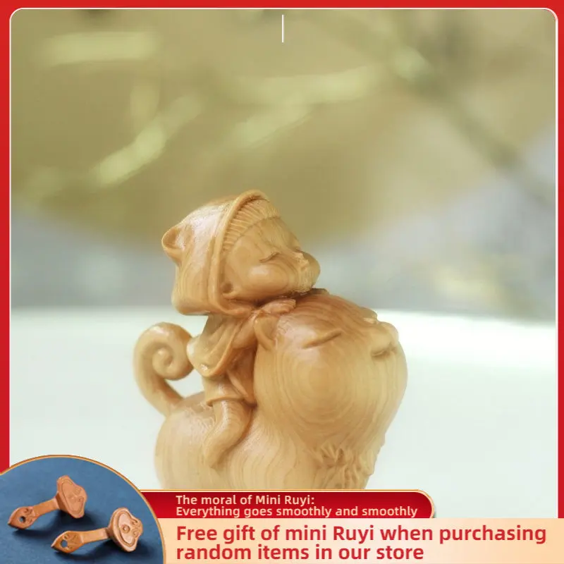 

Cliff Cypress Wood Carved Originality Cute White Night Fairy Tale Trinket Home Decoration Office Accessories Car Ornaments