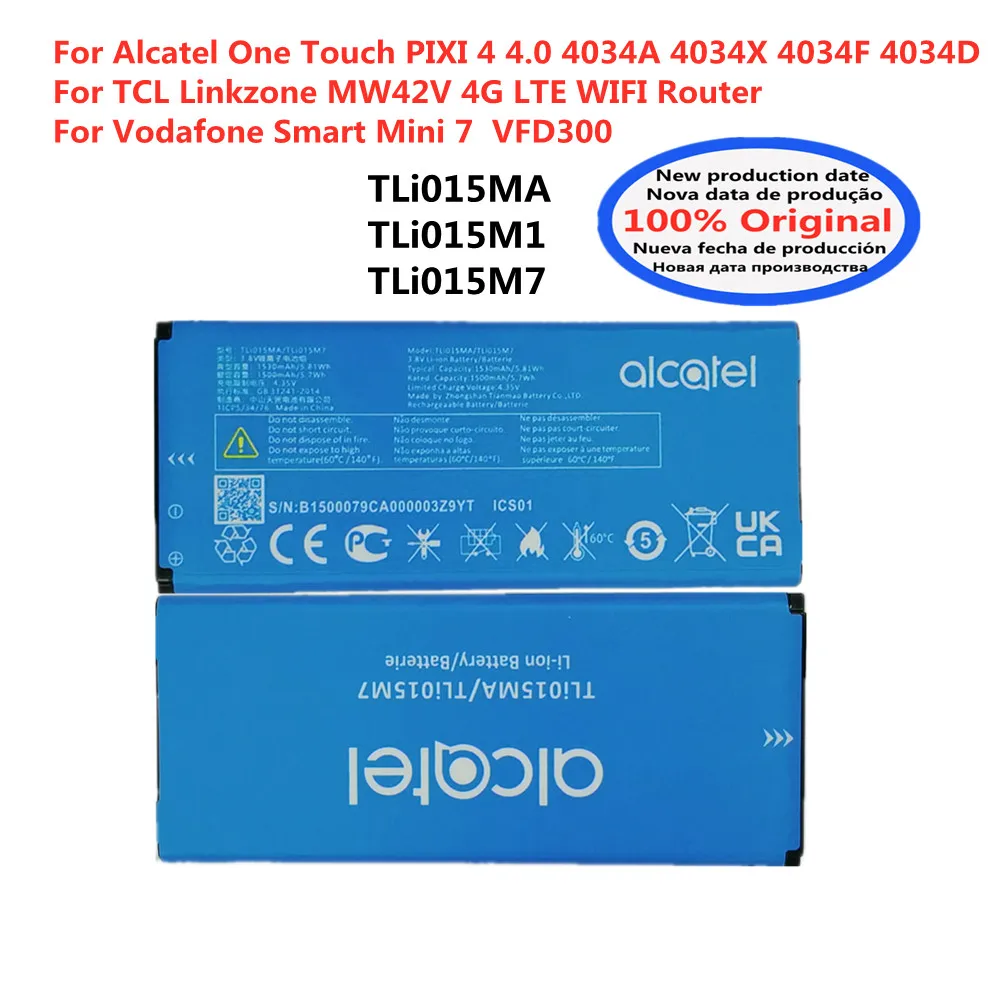 Аккумулятор TLi015MA для Alcatel One Touch PIXI 4 4034A 4034X 4034D Vodafone Smart Mini 7 VFD300 TCL Linkzone MW42V Tli015M7