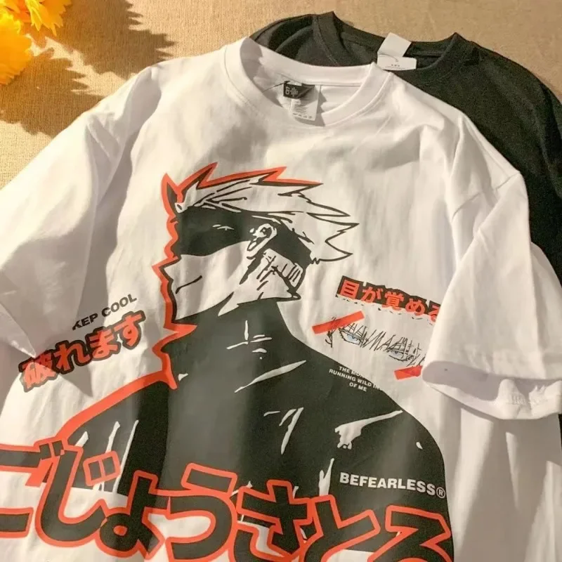 

Gojo Satoru Print Anime T Shirts Man Jujutsu Kaisen Black White Shirts Short Sleeve Clothes Woman Comfortable Cosplay Costume