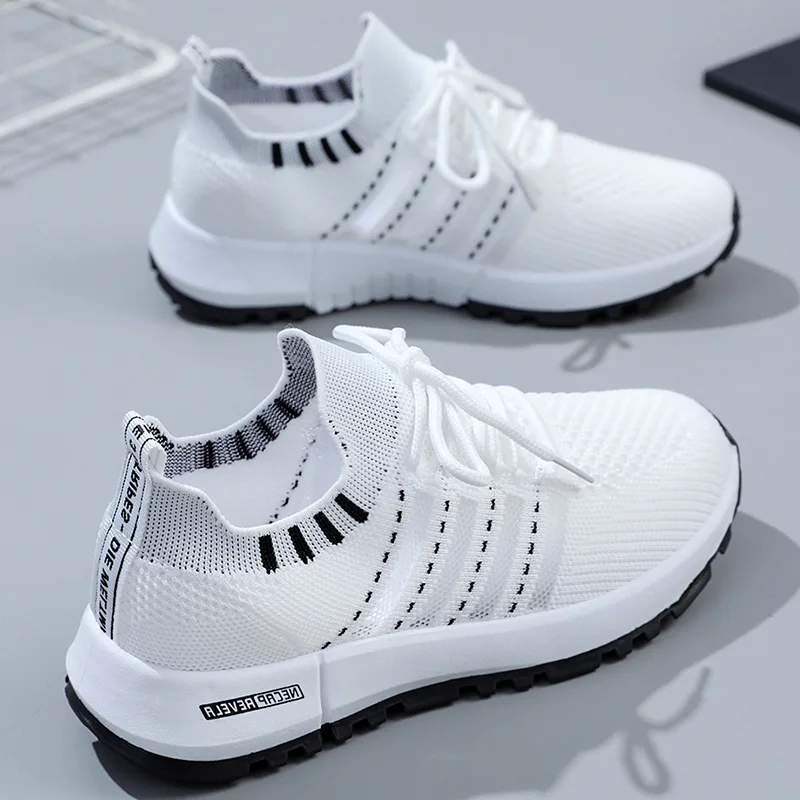 

Кроссовки женские вязаные дышащие, повседневная обувь для бега, прогулок, спортзала, Нескользящие, модная теннисная обувь