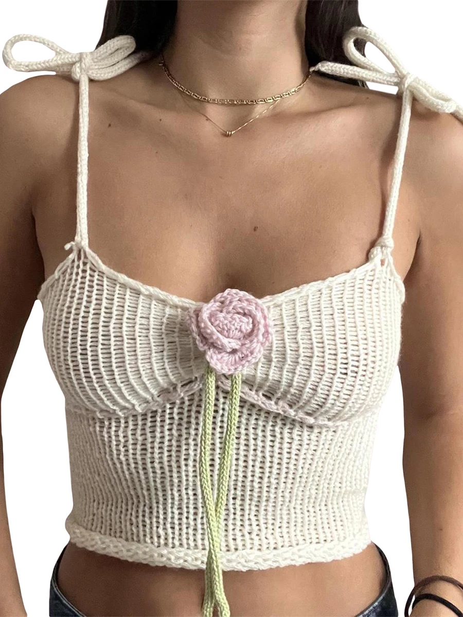 

Lchiji Women Strapless Crochet Tube Top Off Shoulder Sleeveless Backless Slim Fit Cute Crop Top Streetwear (Beige-A M)