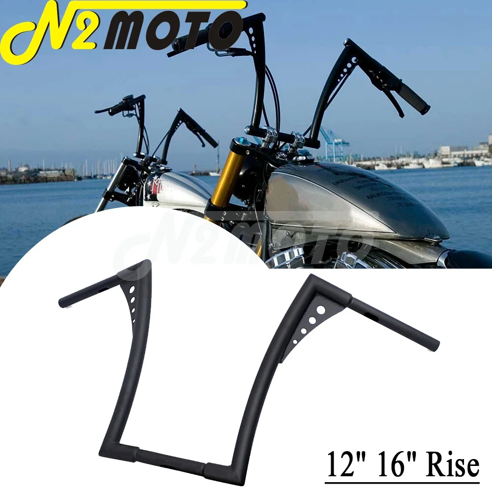 

Motorcycle 1 1/4" APE Hanger Handlebar 12" 16 " Rise For Harley Touring Softail Sportster Dyna Cafe Racer Cruiser Chopper Bobber