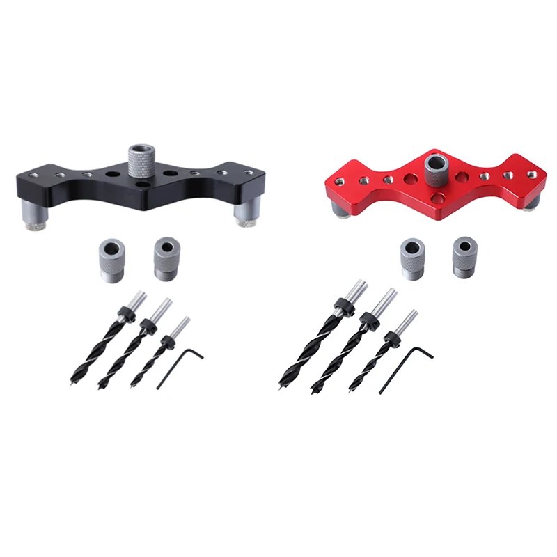 

HLZS-6 8 10Mm Vertical Pocket Hole Jig Self Centering Dowel Jig Drill Guide Adjustable Locator Hole Puncher Tools