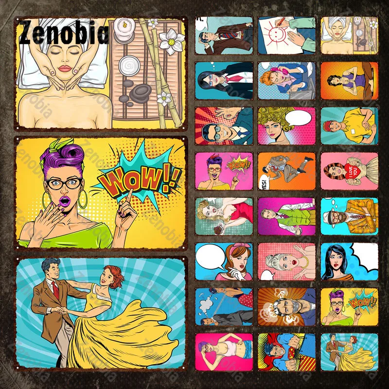 Поп-стиль металлические знаки красивая женщина торт металлический постер