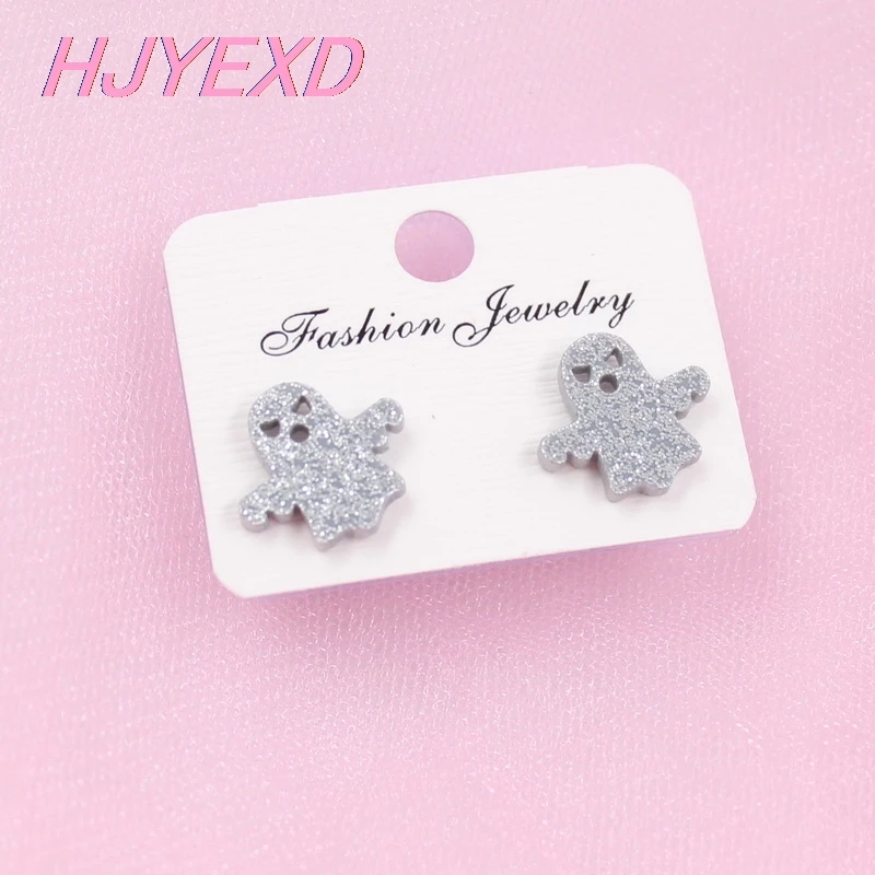 12/14 мм блеск акриловые серьги-гвоздики в форме черепа паук тыквы призрачная