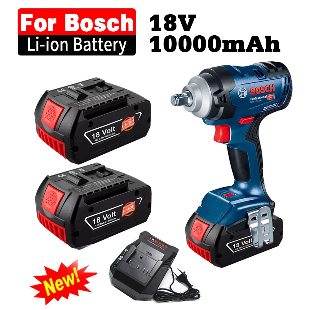 

Аккумуляторная батарея для электродрели Bosch, литий-ионные аккумуляторы 18В, 10,0 Ач, BAT609, BAT609G, BAT618, BAT618G, BAT614 + 1 зарядное устройство