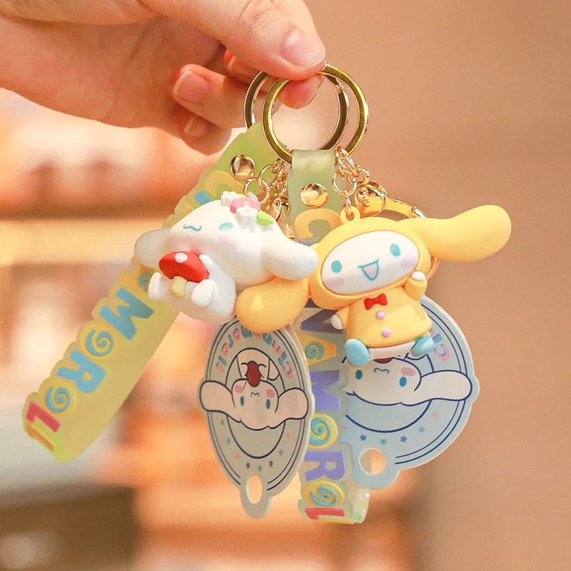 Sanrio Cinnamoroll  Keychain Toys Anime Cartoon Cute Doll Girl Backpack Key Pendant Car Key Accessories Children's Holiday Gifts