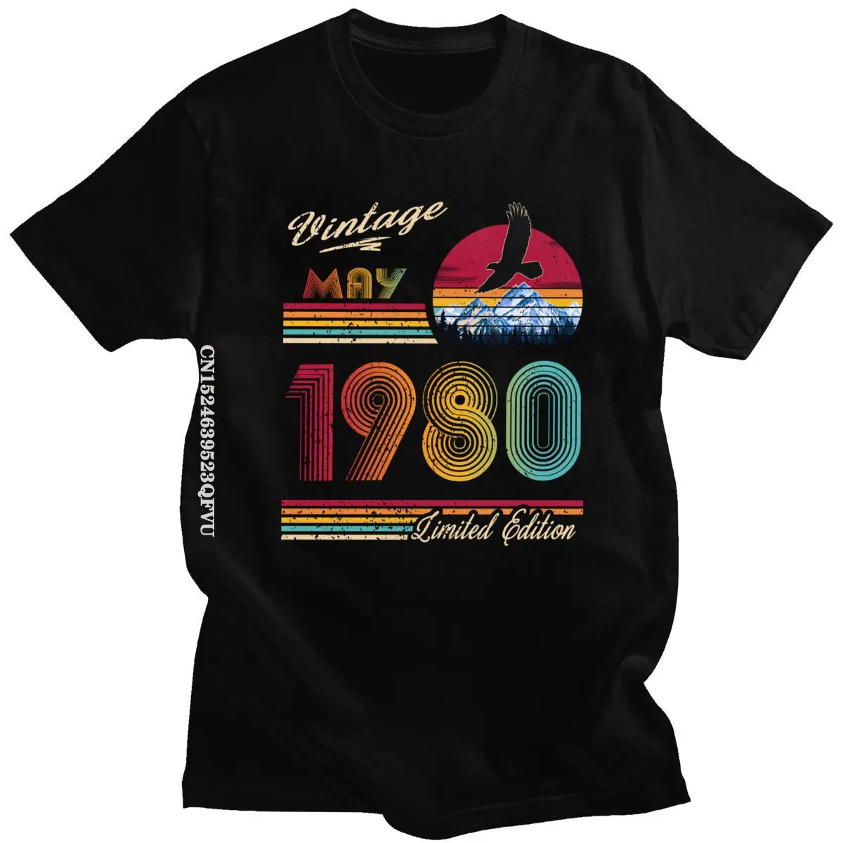 

Men's Vintage May 1980 40th Birthday T-Shirts 40 Years Old Tshirts Celebration Anniversary Cotton Streetwear Men Tee Tops