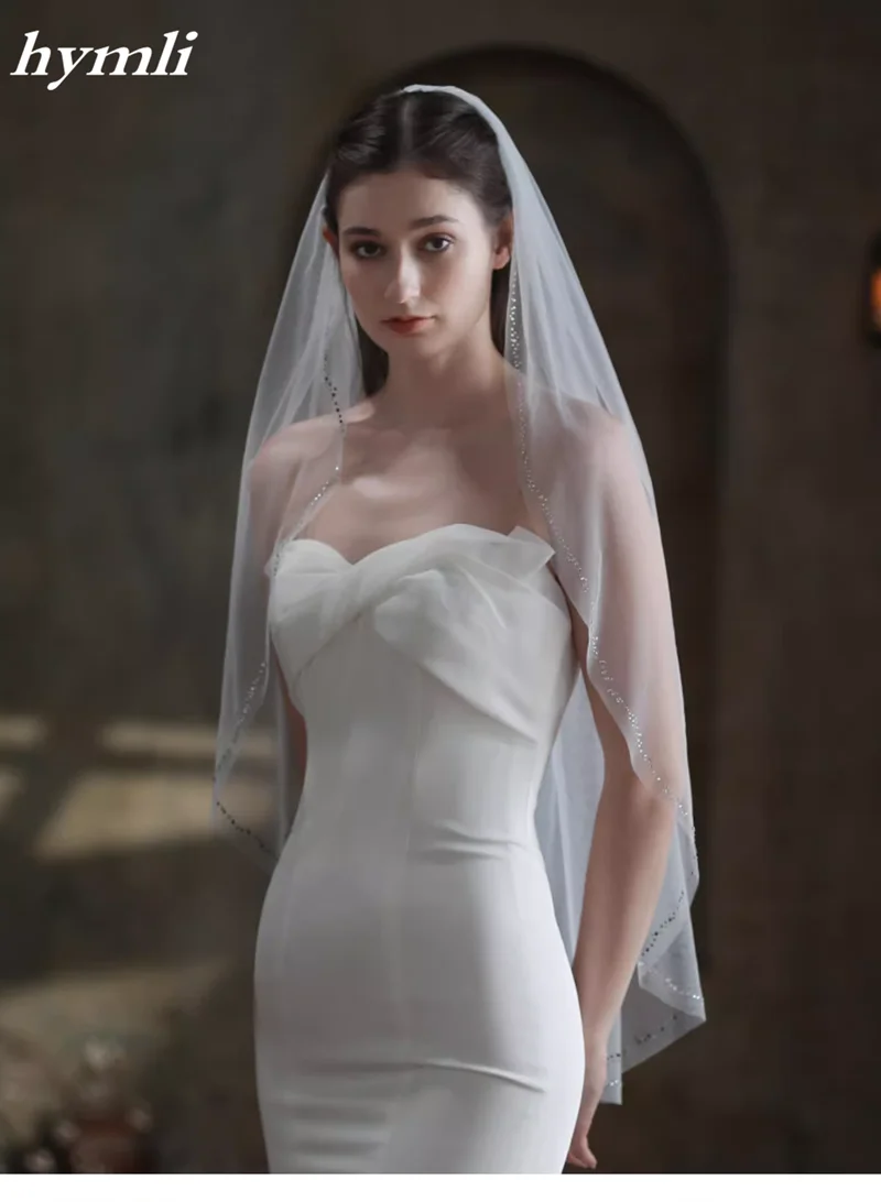 Новый стиль одноуровневая свадебная фата длиной до кончиков пальцев из тюля с