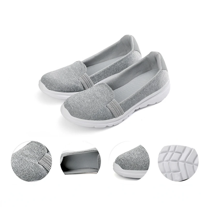 Summer New Women Flats Casual Shoes Soft Sole Lazy Shoes Slip-On Comfortable Breathable Walking Shoes Cushioning Durable